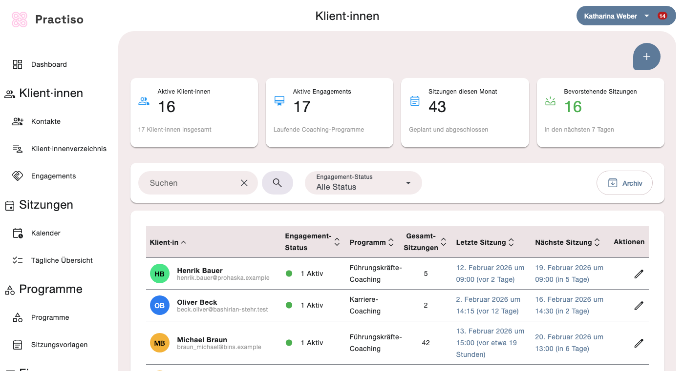 Komplette Klient·innenverwaltung